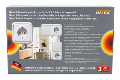 Profipack 6 Steckdosen 6 Rahmen 3 Zweichfachrahmen Unterputz