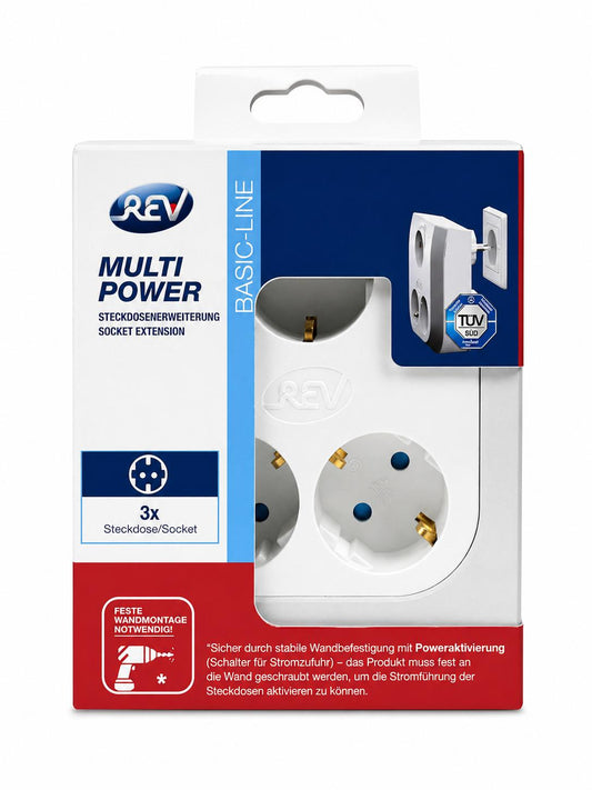 REV Multi Power – 3-fach Steckdosenerweiterung für die Festmontage