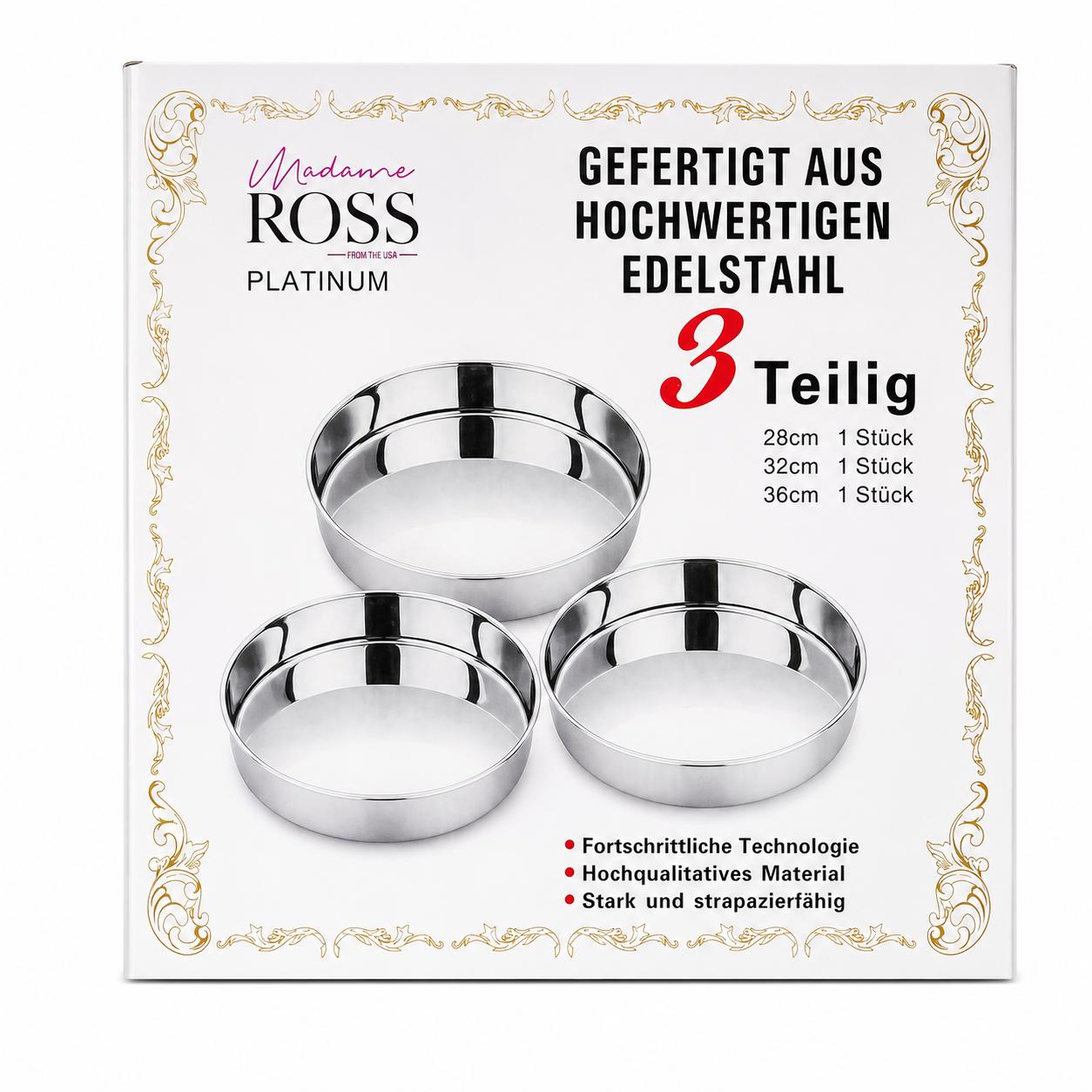 3 teiliegs Backblech (28/32/36)