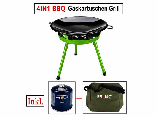 Rsonic 4IN1 BBQ GasKartuschen Grill Inkl. Tasche und 500g Butangas