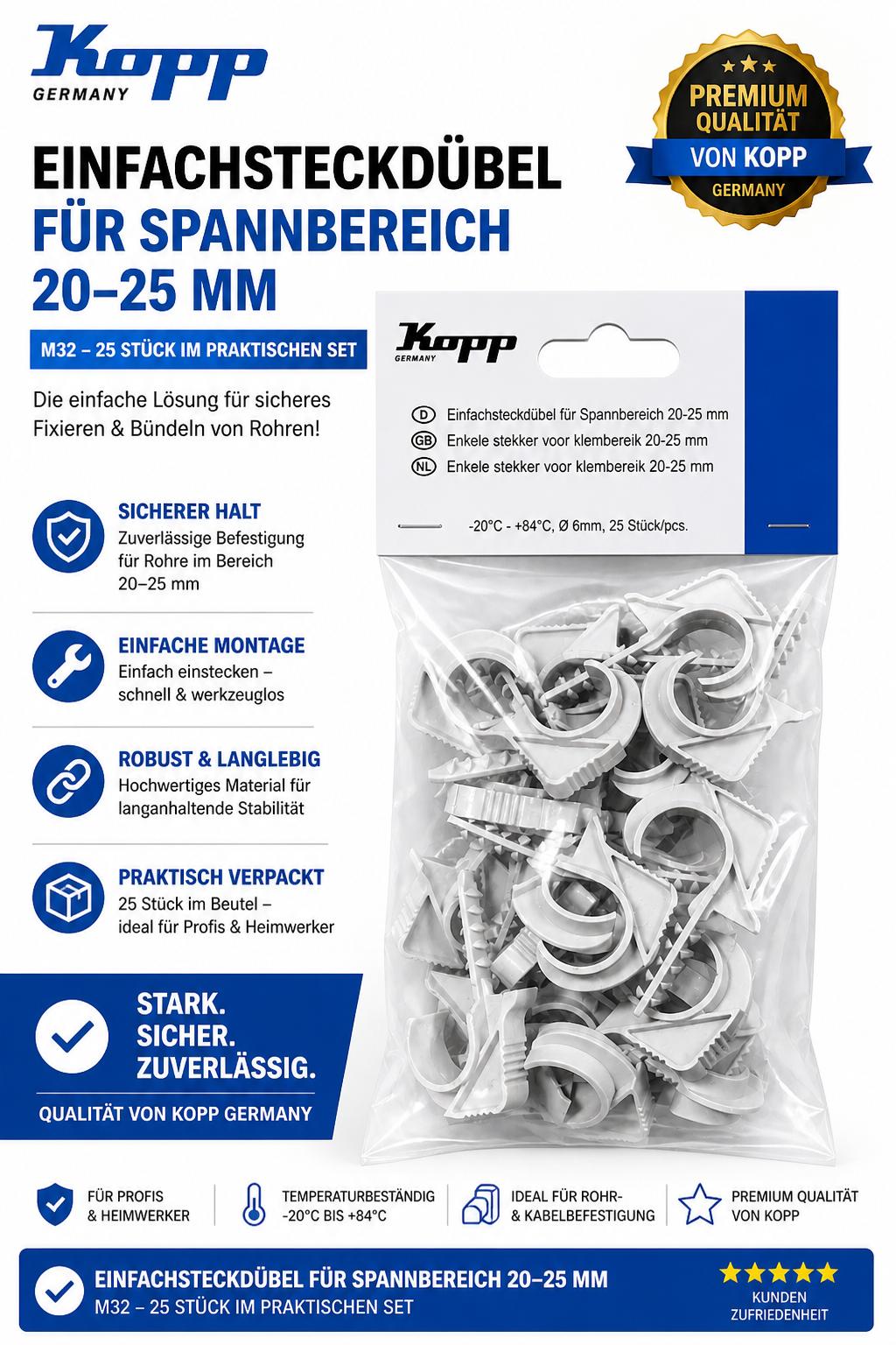 KOPP Single plug-in dowel for clamping range 20-25mm, drill diameter 6 mm