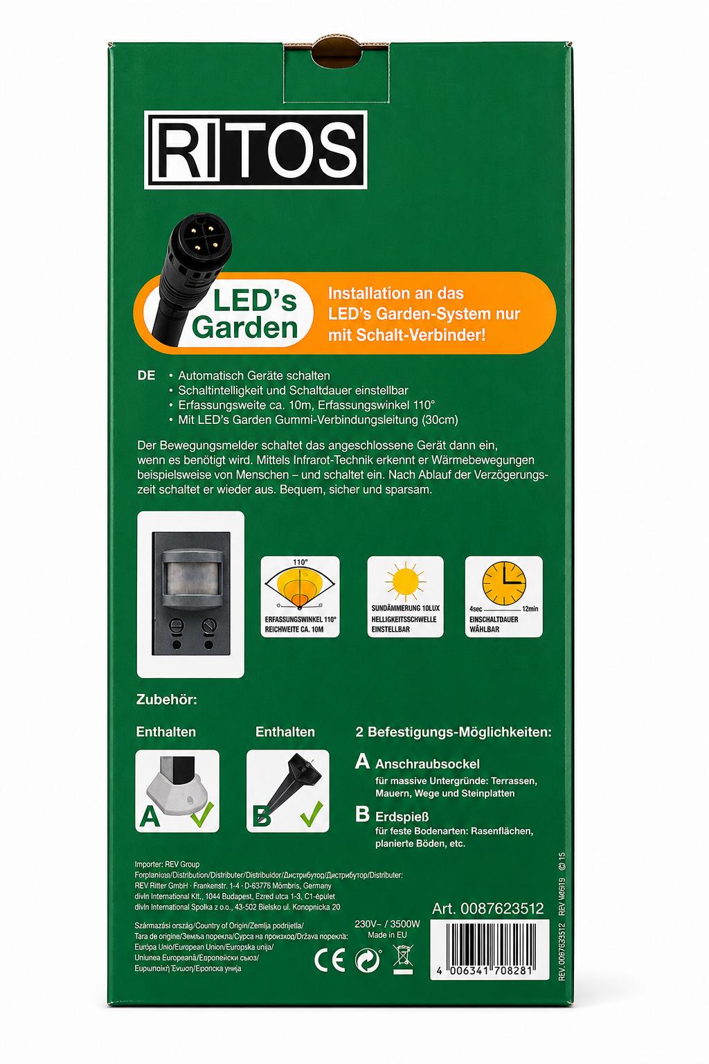 Ritos LED's Garden Bewegungsschalter Bewegungsmelder Garten
