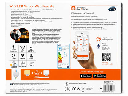 REV Ritter Link2Home LED-Sensorleuchte Alexa, Google Home
