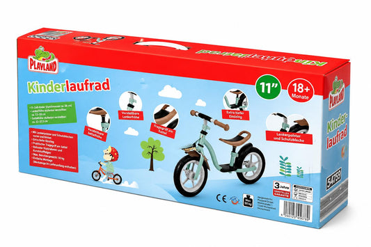 Laufrad Kinderlaufrad mit Stahlrahmen Kinderlaufrad 11“ Rosa Rad Playland Neu