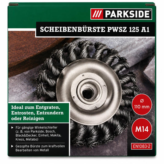 ScheibenbürstePWSZ125 A1 110mm M14 Winkelschleifer Drahtbürste Bürste Zopfrundbürst