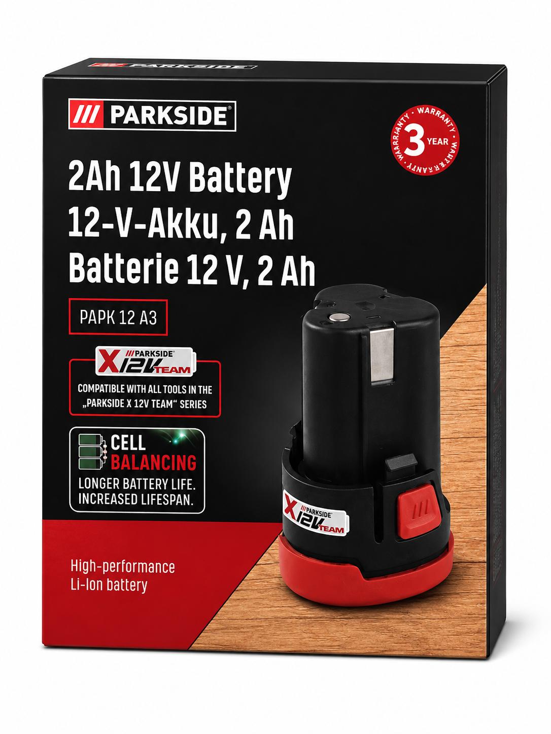 PARKSIDE® 12V Akku PAPK 12 A3 Ersatzakku 2 Ah 12 Volt 2Ah Batterie