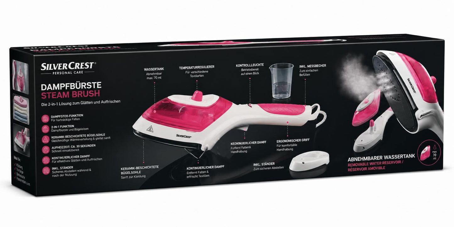 SILVER CREST® 4 in 1 Dampfbürste SDRB 1000C1 - Bügeleisen, 1.000 W, Wassertank 70 ml