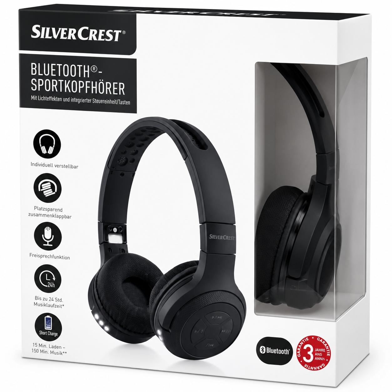 Silvercrest Sport Kopfhörer  Bluetooth On-Ear-Kopfhörer Faltbar