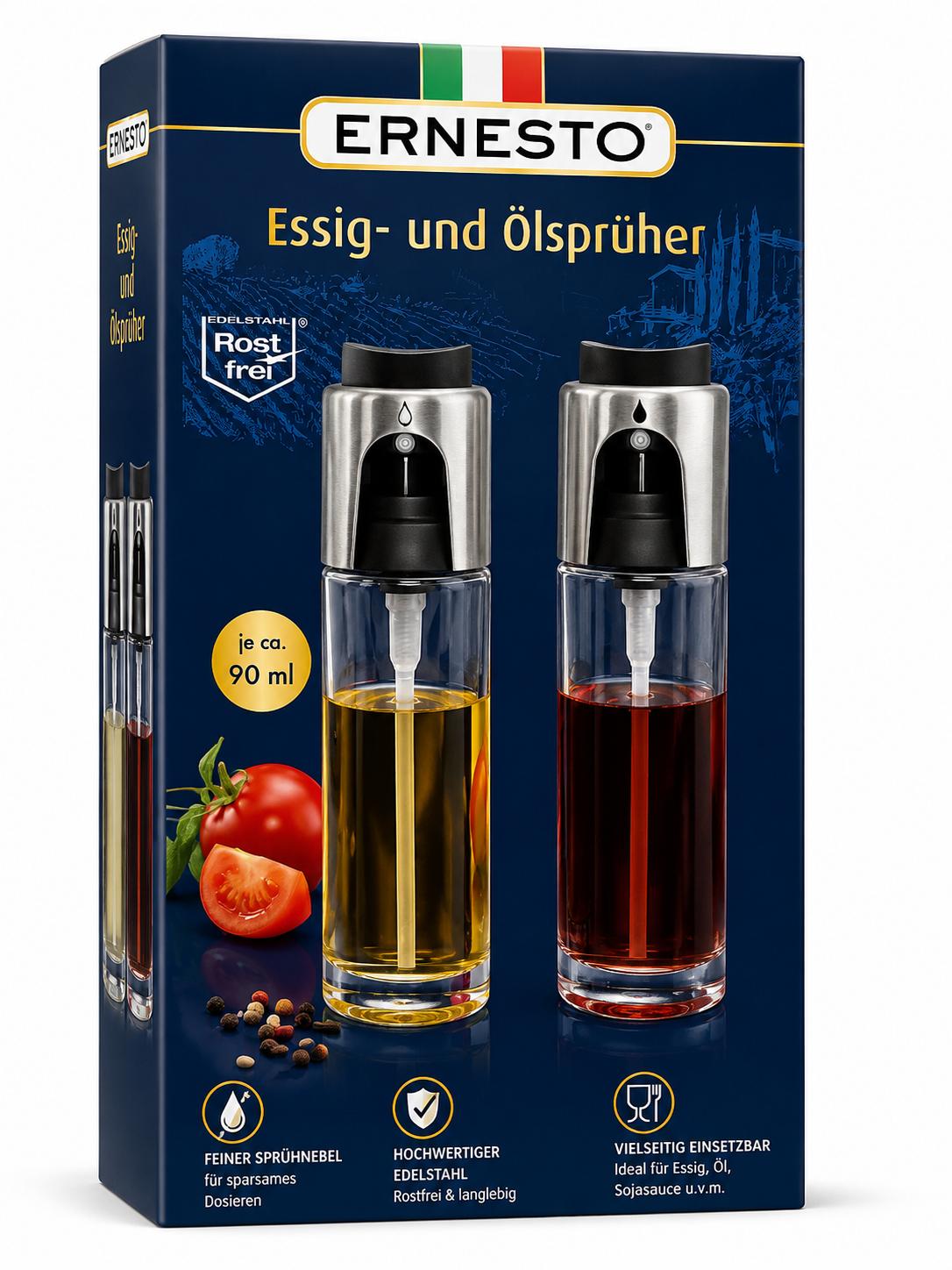 ERNESTO Essig-/Öl-Sprüherset/Ausgießer/Parmesand