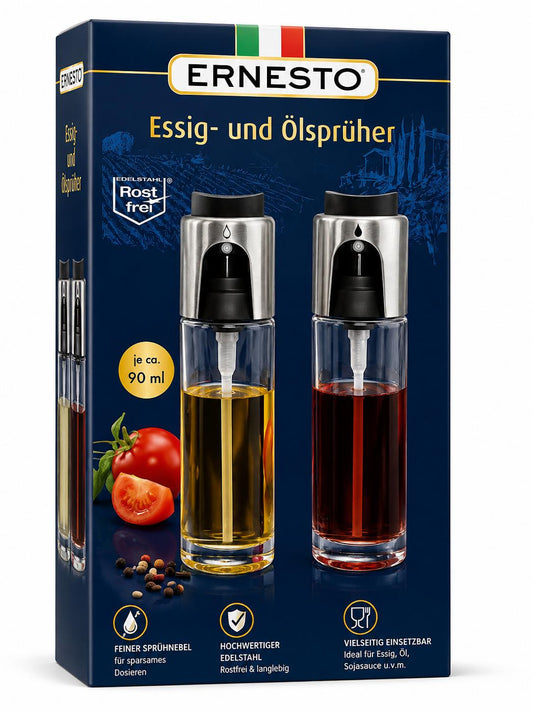 ERNESTO Essig-/Öl-Sprüherset/Ausgießer/Parmesand