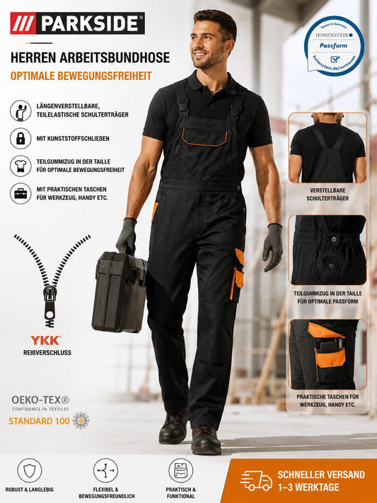 Parkside. Herren Arbeitsbundhose Arbeitshose Arbeitslatzhose optimale Bewegungsfreiheit