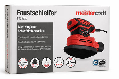 Faustschleifer Schleifmaschine 12 Schleifblätter 2 Schleifplatten MEISTER CRAFT