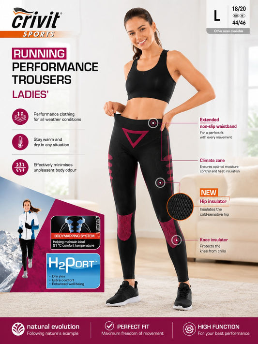 Crivit Pro Running Kompressionshose Damen Laufhose Lang Sporthose Trainingshosen Fitnesshose Radfahren Yoghose