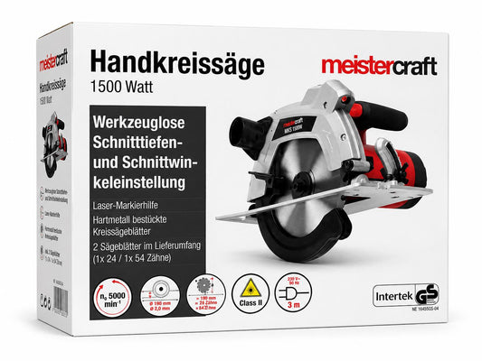 Meistercraft Handkreissäge-Betriebs Kreissäge Laser-Markierhilfe Säge Tauchsäge LED1500 Watt