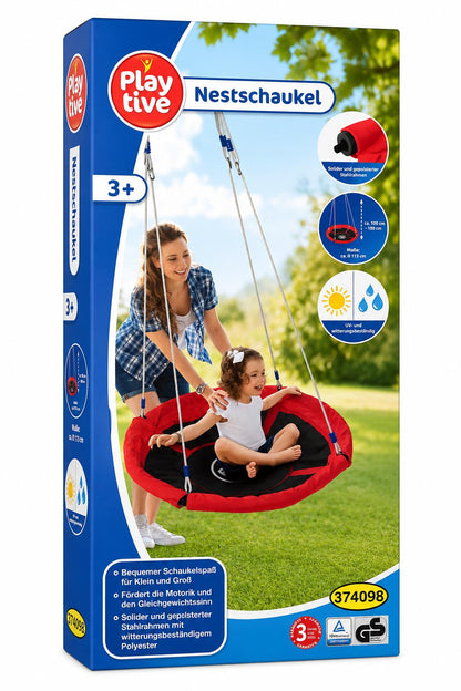 Nestschaukel Kinder bis 150 kg Belastbarkeit Ø110cm mit 4 Seilen PlayTive