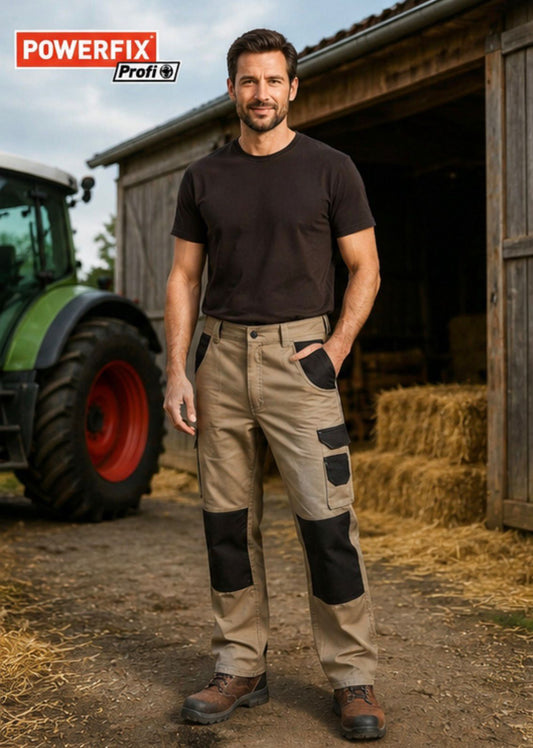 POWERFIX Arbeitshose Herren, Bund mit Teilgummizug