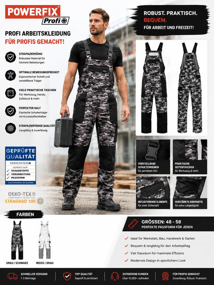 powerfix Herren Arbeitskleidung Arbeitslatzhose Latzhose Optimale Bewegungs