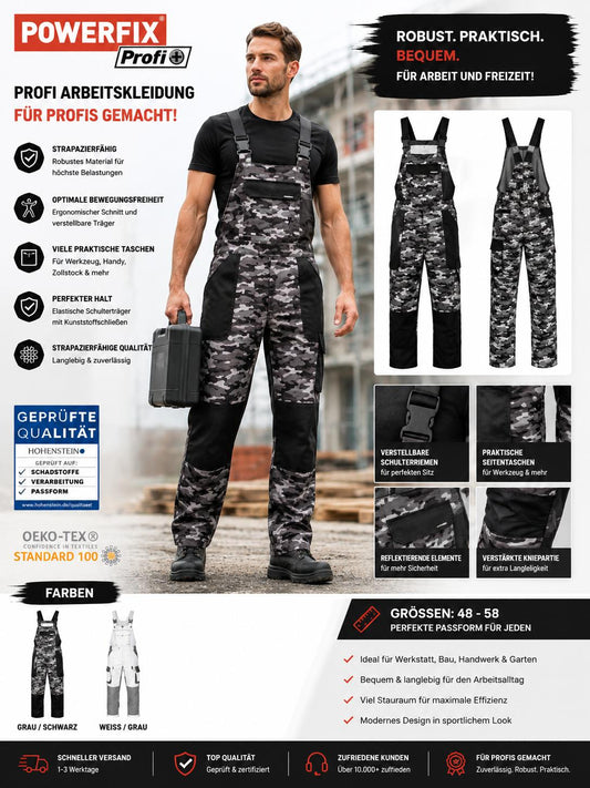 powerfix Herren Arbeitskleidung Arbeitslatzhose Latzhose Optimale Bewegungs