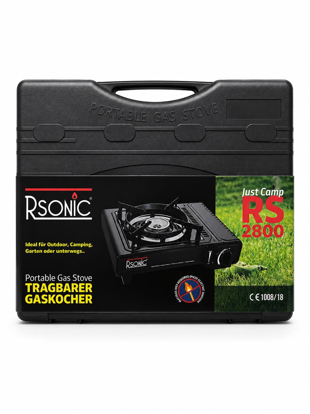 RSONIC RS2800 Tragbarer Gaskocher – Campingkocher mit Piezozündung für Outdoor & Camping