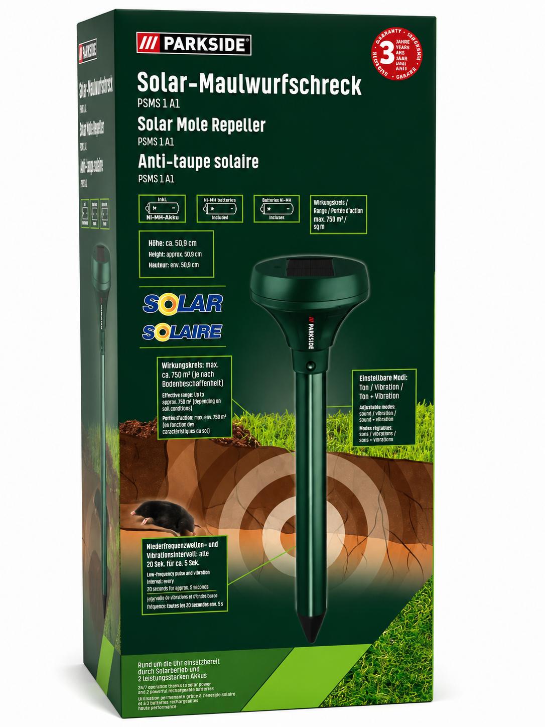 Solar Maulwurfschreck Vertreiber Maus Maulwurf Wühlmaus Garten PARKSIDE (IP44)