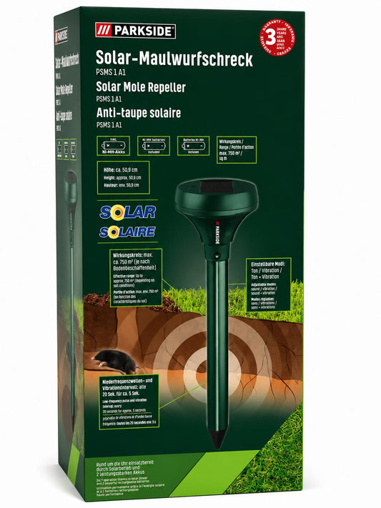 Solar Maulwurfschreck Vertreiber Maus Maulwurf Wühlmaus Garten PARKSIDE (IP44)