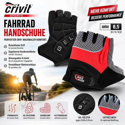 Crivit Sports Fahrradhandschuhe Herren Damen Gel Polsterung Lycra