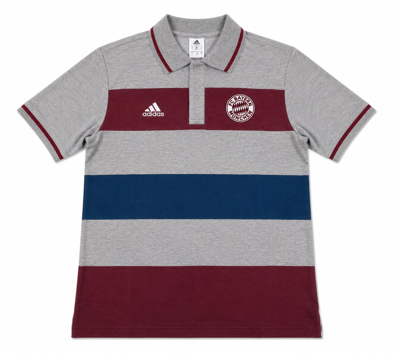 adidas Herren Poloshirt FC Bayern, Medium Grey Heather/Cardinal/Tribe Blue S14, XS, F85644