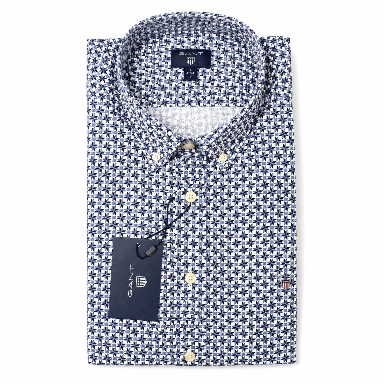 GANT Herren Freizeithemd Pinwheel Star,Lange Ärmel Blau  L