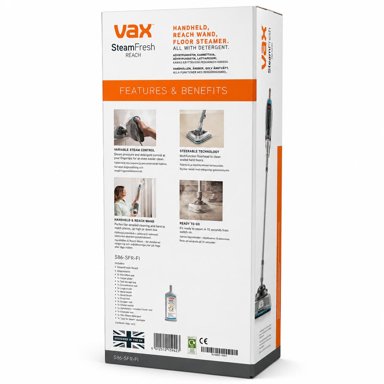 vax SteamFresh REACH Dampfreiniger UK-Import mit Adapter