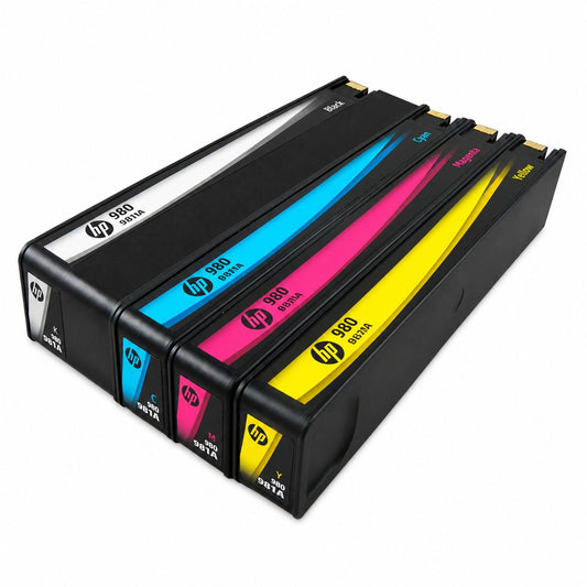4x Original HP 980 Tintenpatronen Set Schwarz + Farbe für OfficeJet X555 X585