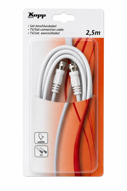 KOPP SAT-Anschlusskabel F-Stecker beidseitig weiß Antennenkabel 2,5m
