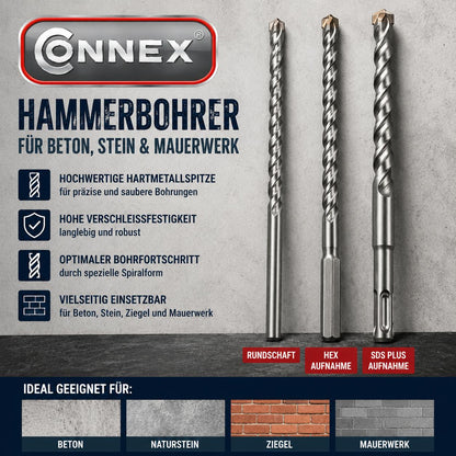 Connex Hammerbohrer Betonbohrer Steinbohrer Mauerwerk verschiedene Größen