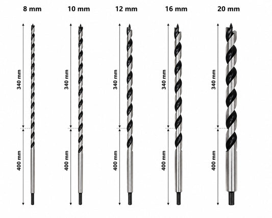 Connex Holzspiralbohrer Schlangenbohrer Lewisbohrer Holzbohrer HEX Rundschaft Aufnahme verschiedene Größen