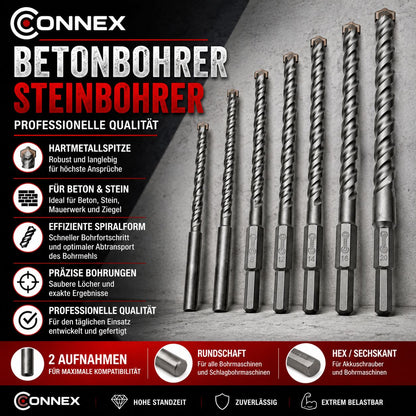 Connex Betonbohrer Steinbohrer Hartmetall verschiedene Größen + Model