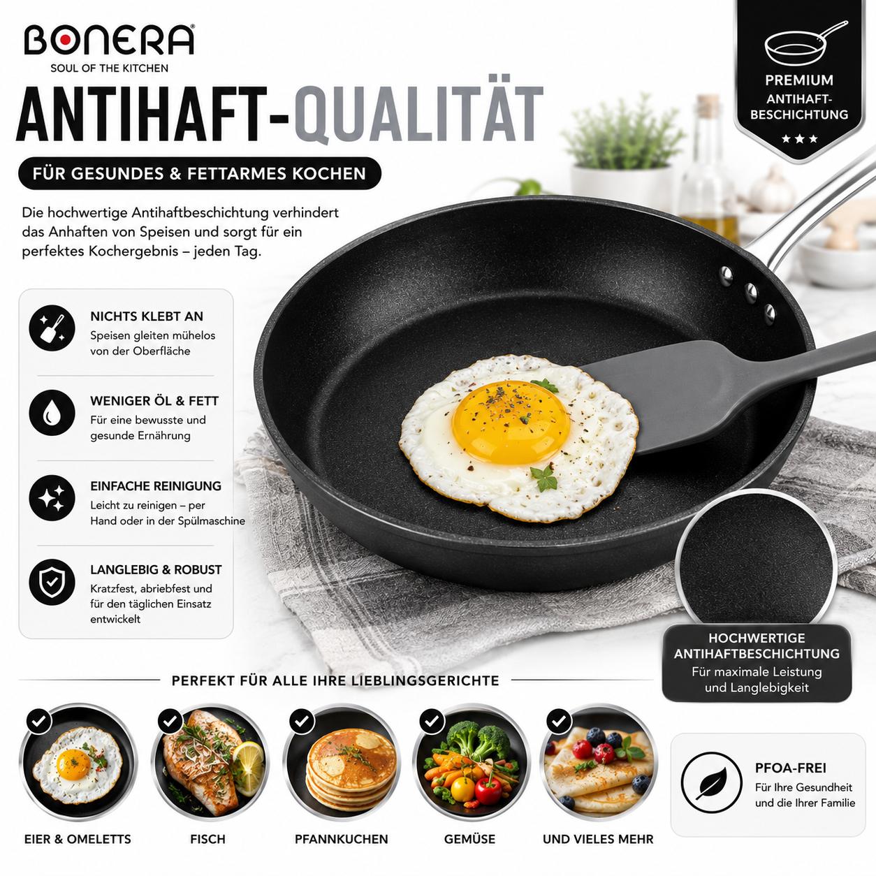 Atlas Silver 7-teiliges Kochset Titanyum & Aluminium Glasdeckel Goldfarbene Griffe PFOA-frei