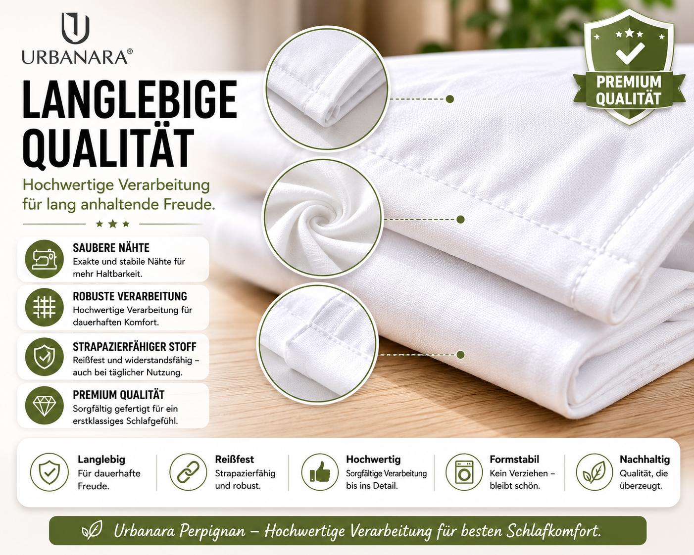 Urbanara Oufeiro Kissenbezug Weiß 100% Bio-Baumwolle Baumwollbezug Kopfkissenbezug