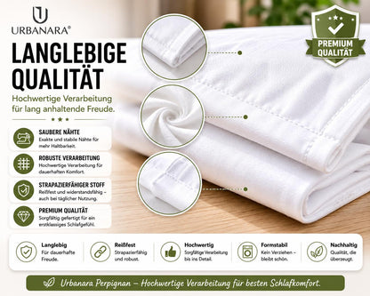 Urbanara Oufeiro Kissenbezug Weiß 100% Bio-Baumwolle Baumwollbezug Kopfkissenbezug