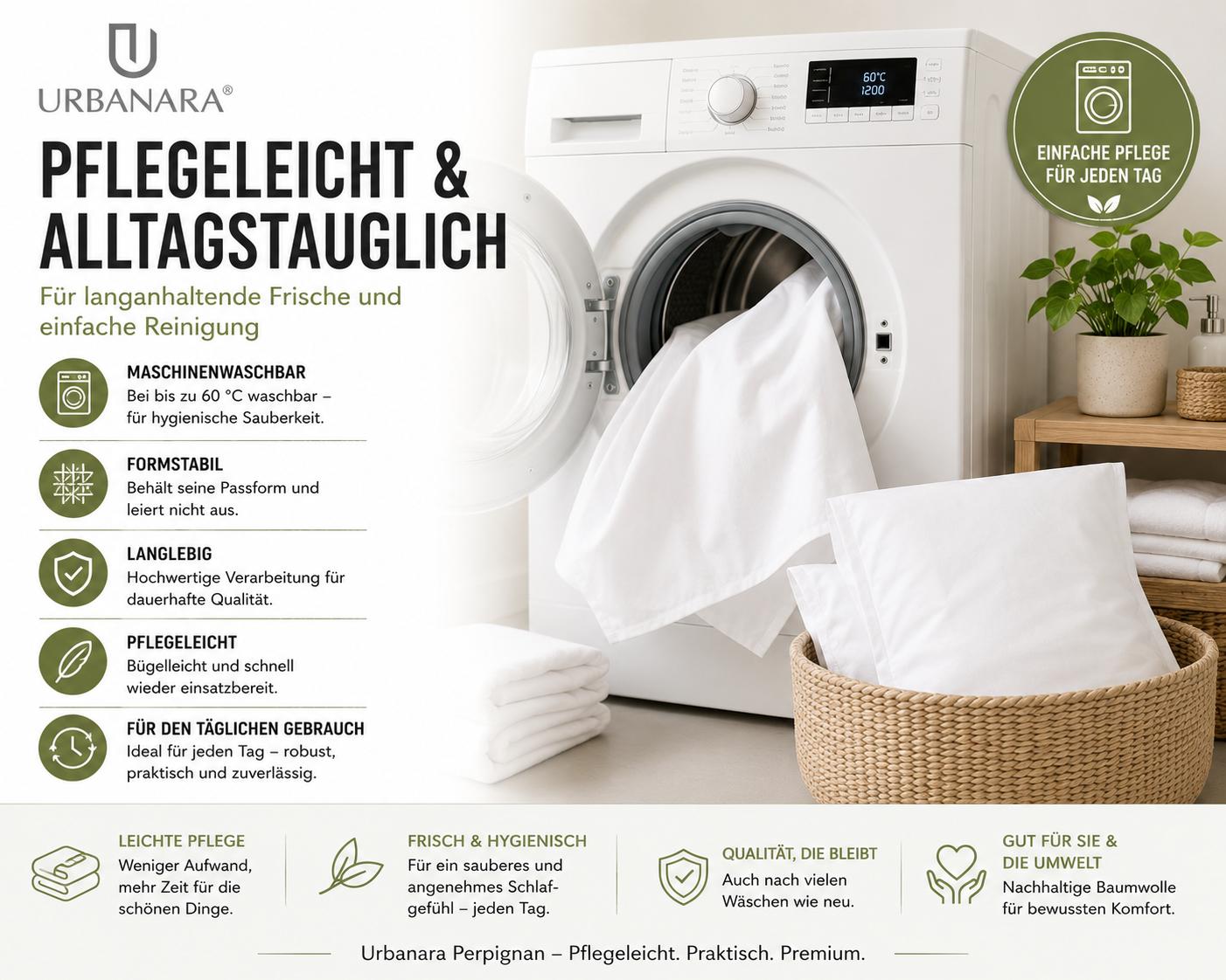Urbanara Oufeiro Kissenbezug Weiß 100% Bio-Baumwolle Baumwollbezug Kopfkissenbezug