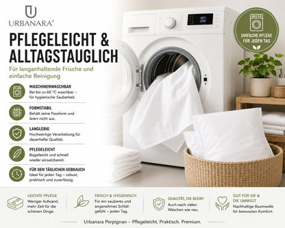 Urbanara Oufeiro Kissenbezug Weiß 100% Bio-Baumwolle Baumwollbezug Kopfkissenbezug