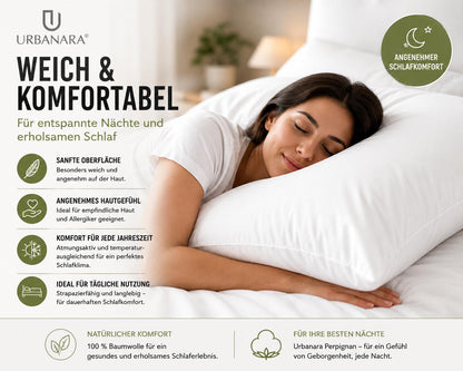 Urbanara Oufeiro Kissenbezug Weiß 100% Bio-Baumwolle Baumwollbezug Kopfkissenbezug