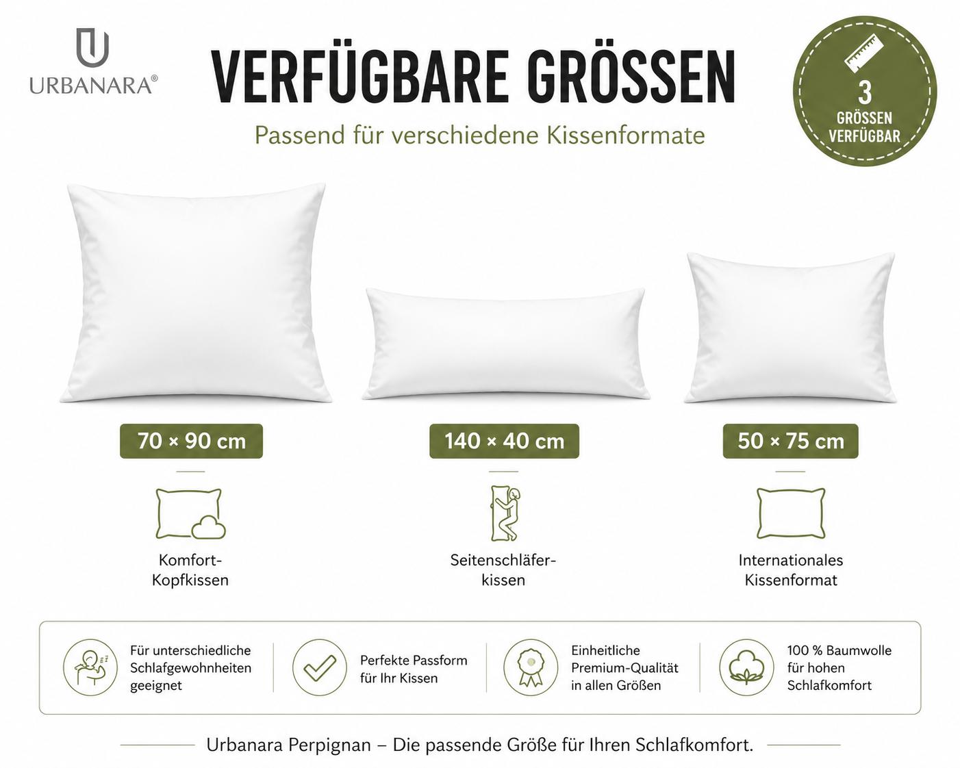Urbanara Oufeiro Kissenbezug Weiß 100% Bio-Baumwolle Baumwollbezug Kopfkissenbezug