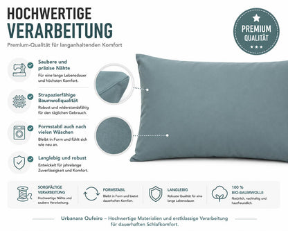 Urbanara Oufeiro Kissenbezug Blasses Petrol 100% Baumwolle  70 x 90 cm