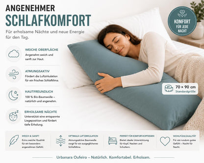 Urbanara Oufeiro Kissenbezug Blasses Petrol 100% Baumwolle  70 x 90 cm