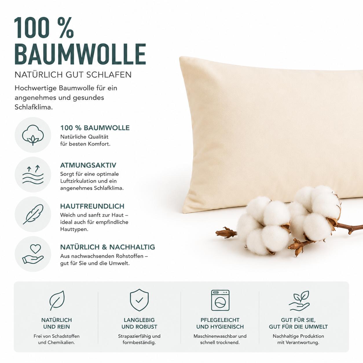 Urbanara Montrose Kissenbezug Creme – 100% Baumwolle