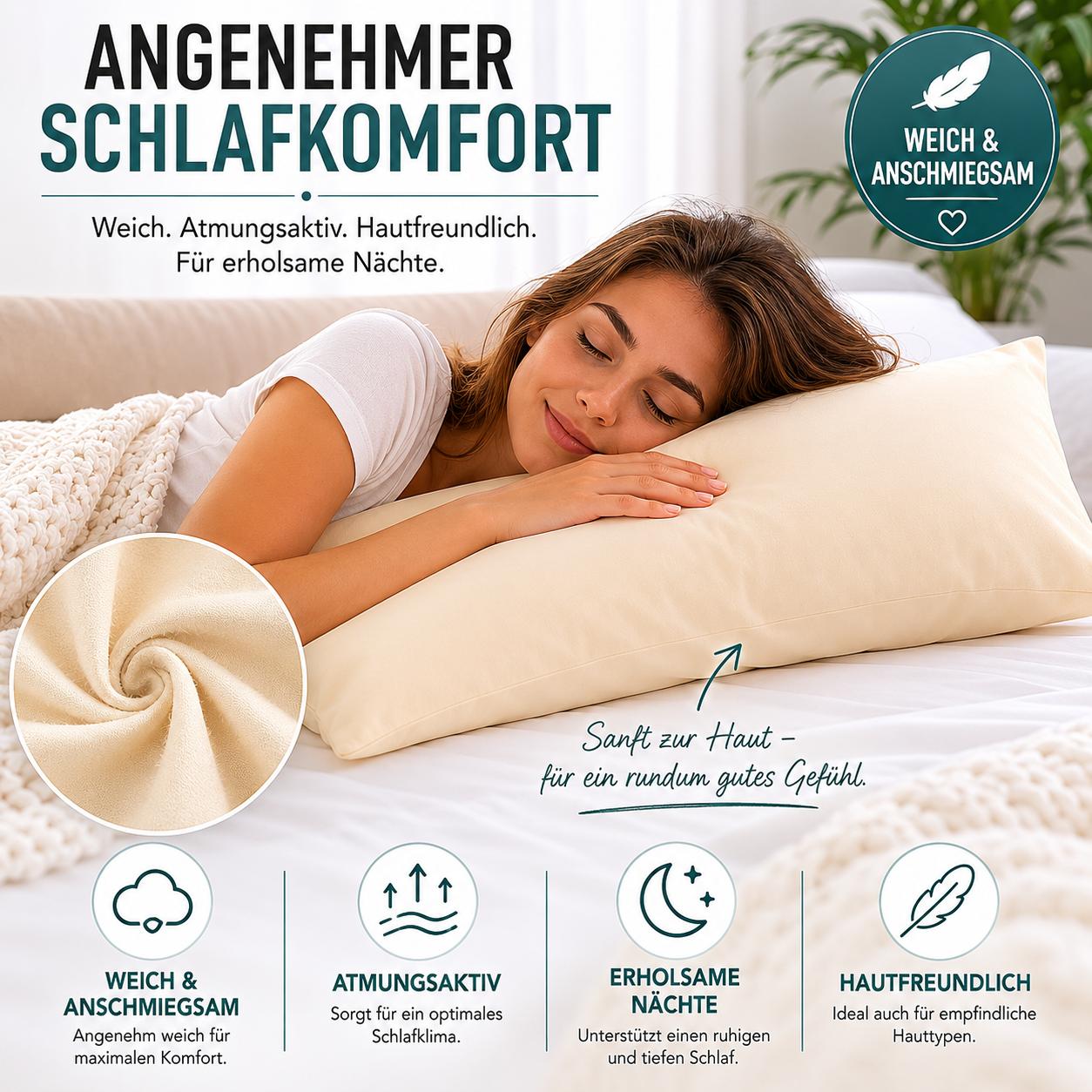Urbanara Montrose Kissenbezug Creme – 100% Baumwolle