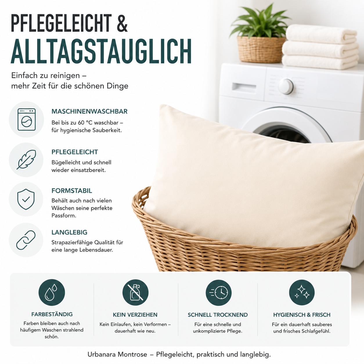 Urbanara Montrose Kissenbezug Creme – 100% Baumwolle