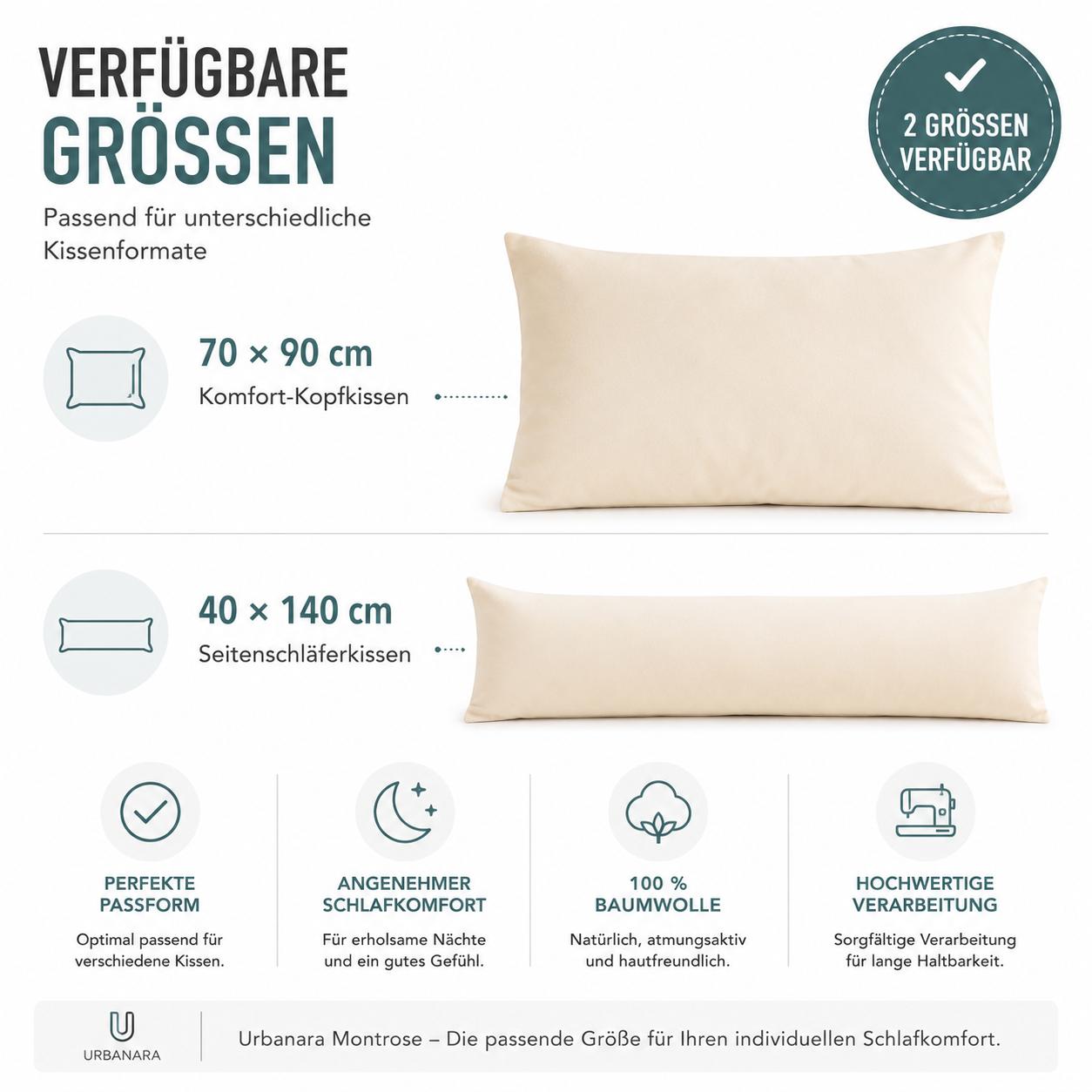 Urbanara Montrose Kissenbezug Creme – 100% Baumwolle