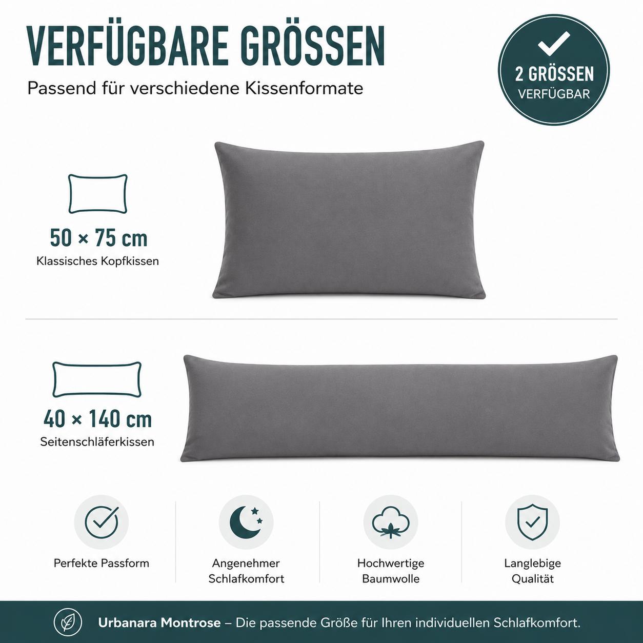 Urbanara Montrose Kissenbezug Grau – 100% Baumwolle