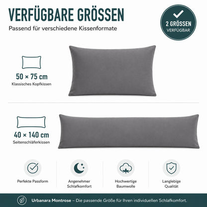 Urbanara Montrose Kissenbezug Grau – 100% Baumwolle