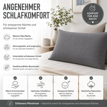Urbanara Montrose Kissenbezug Grau – 100% Baumwolle